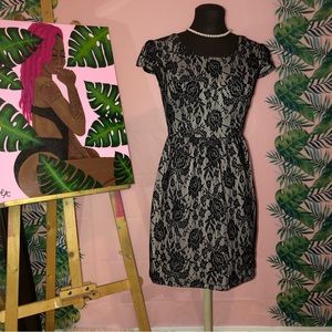 Sweet Storm Black & Gray Lace Pattern Dress